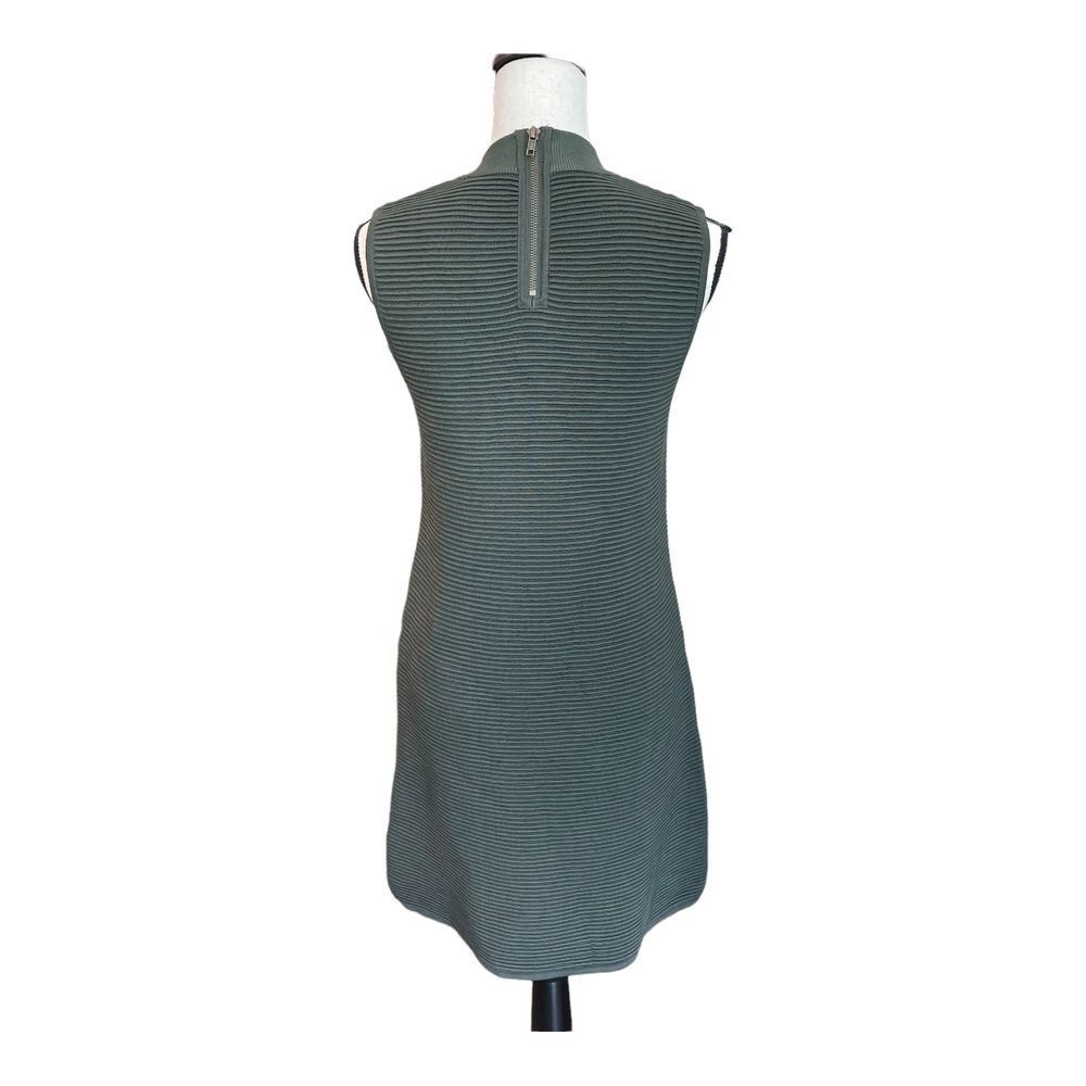 Topshop Green Ribbed High Neck Modern Minimalist Sleeveless Dress Womens 8 - Picture 7 of 13
